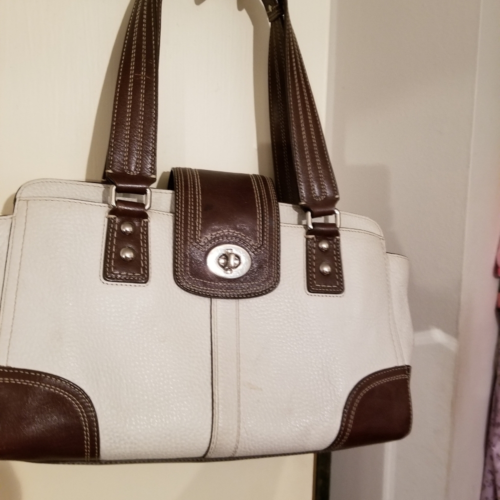 Brown and white original Coach purse